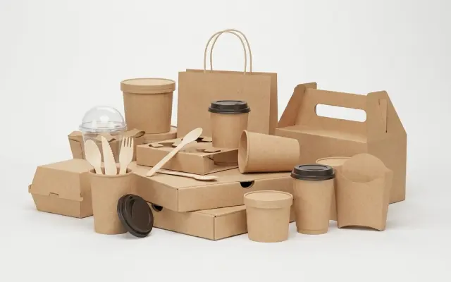 Disposable food packaging products: cups, boxes, bags, and cutlery
