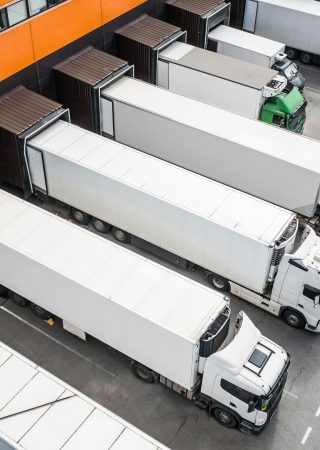 Trucks in the distribution hub